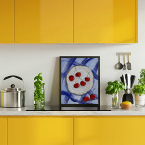 A Plate of Cherries Food Painting Poster