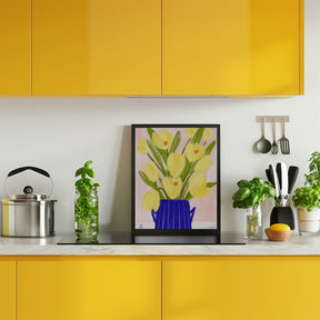 Yellow Tulips In a Vase Poster