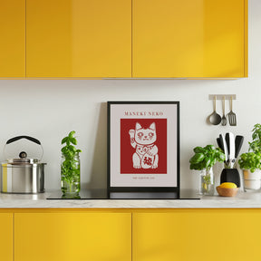 Maneki-Neko Cat Red Poster