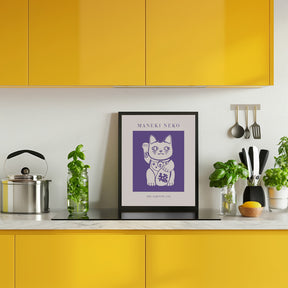 Maneki-neko Cat Purple Poster