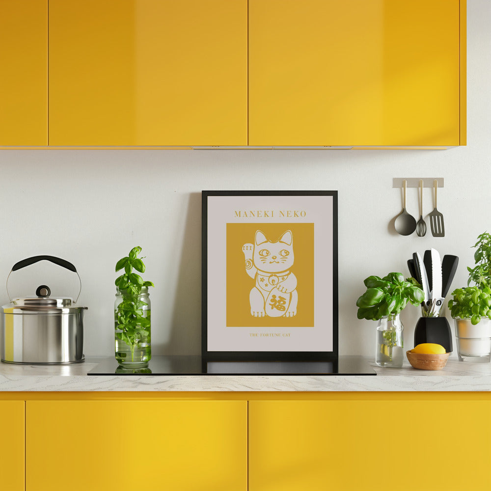 Maneki-Neko Yellow Cat Poster