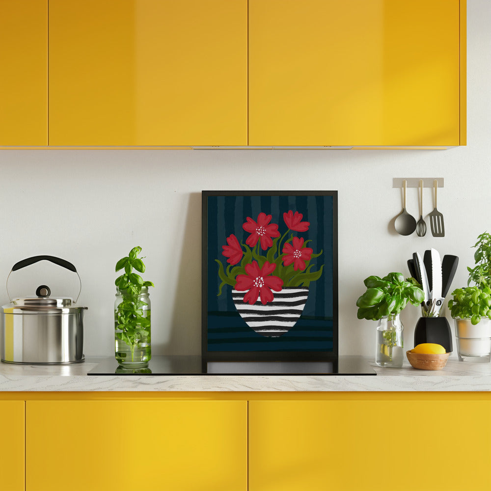 Striped Vase Poster