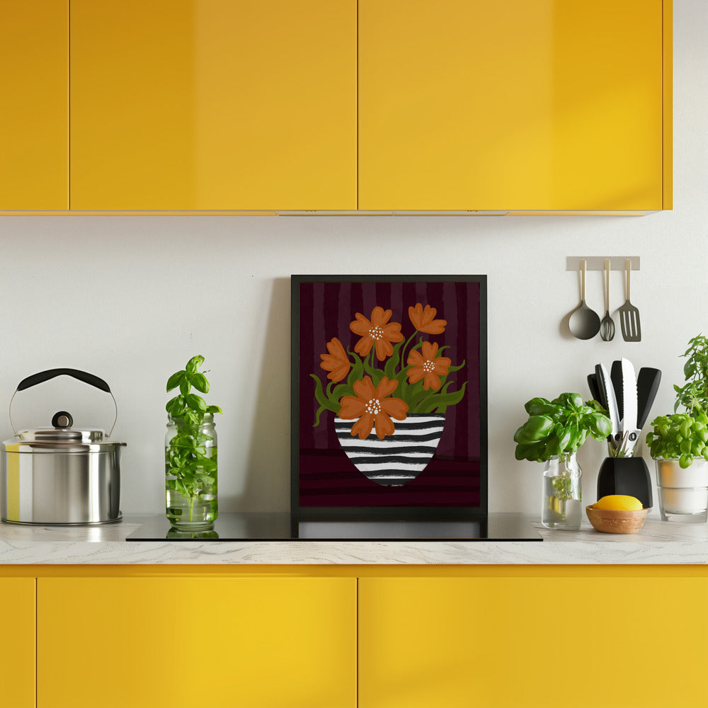 Striped Vase Poster