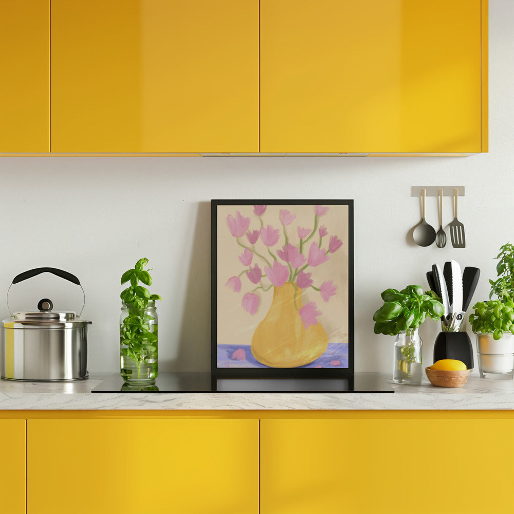 Simple Spring Blossoms In a Vase Illustration Art Poster