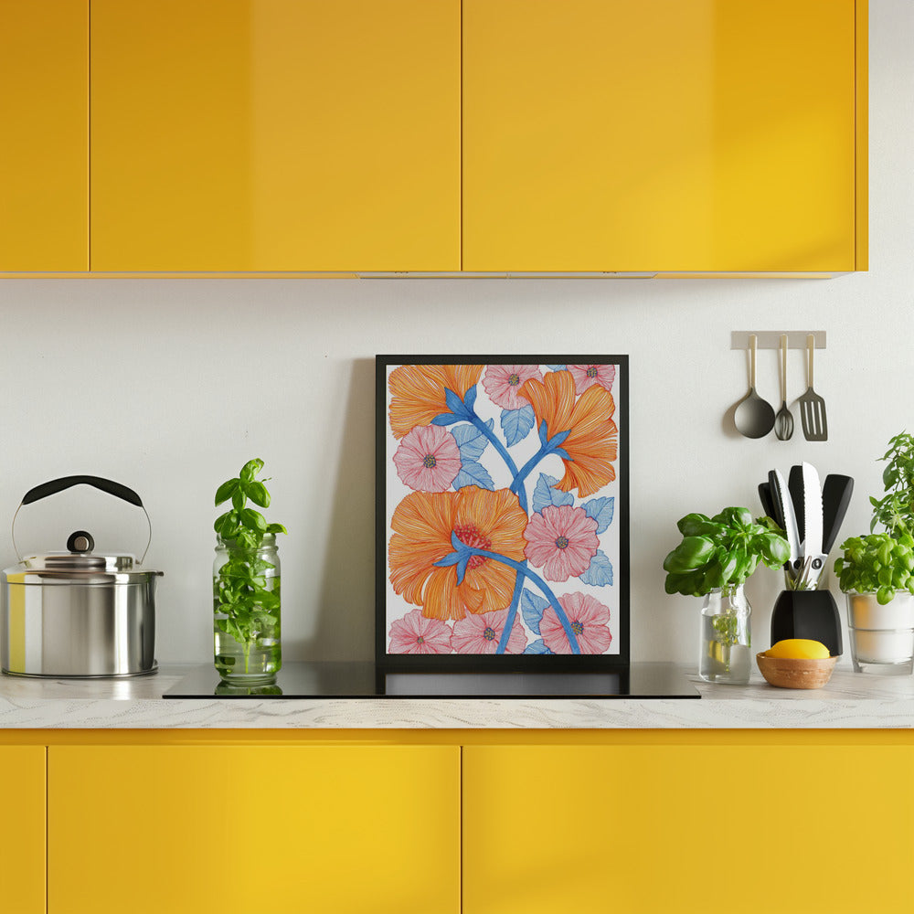 Big Orange Blooms Poster