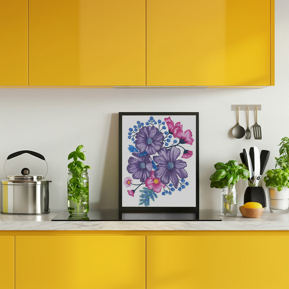 Pink and Purple Florals Poster