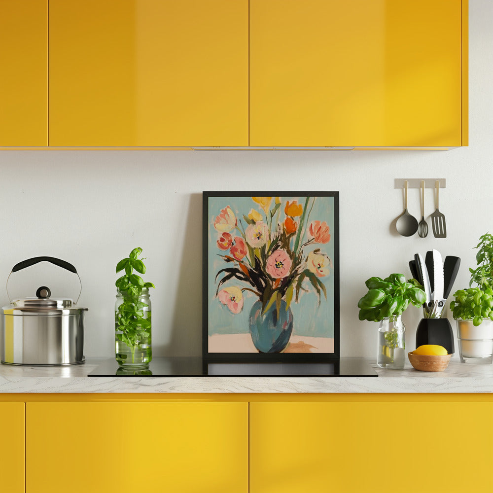 Colorful Flowers in Vase Poster