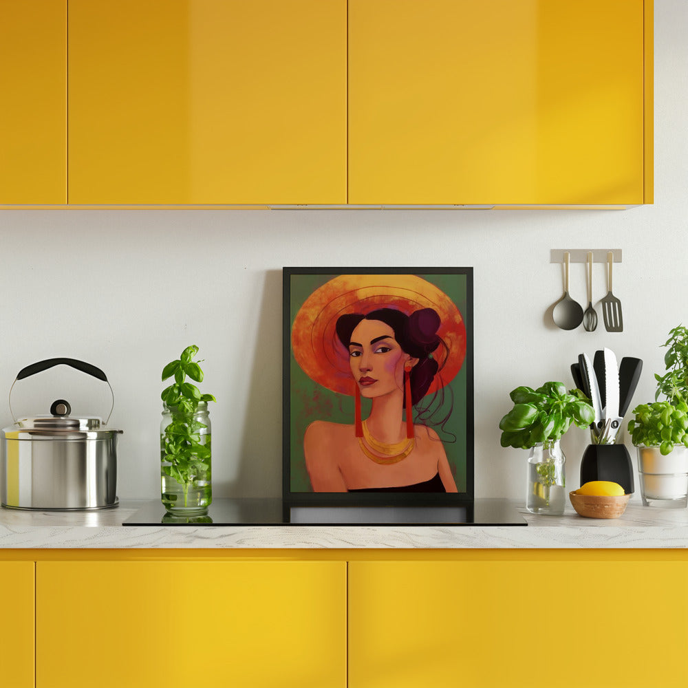 Mexican lady in sombrero Poster