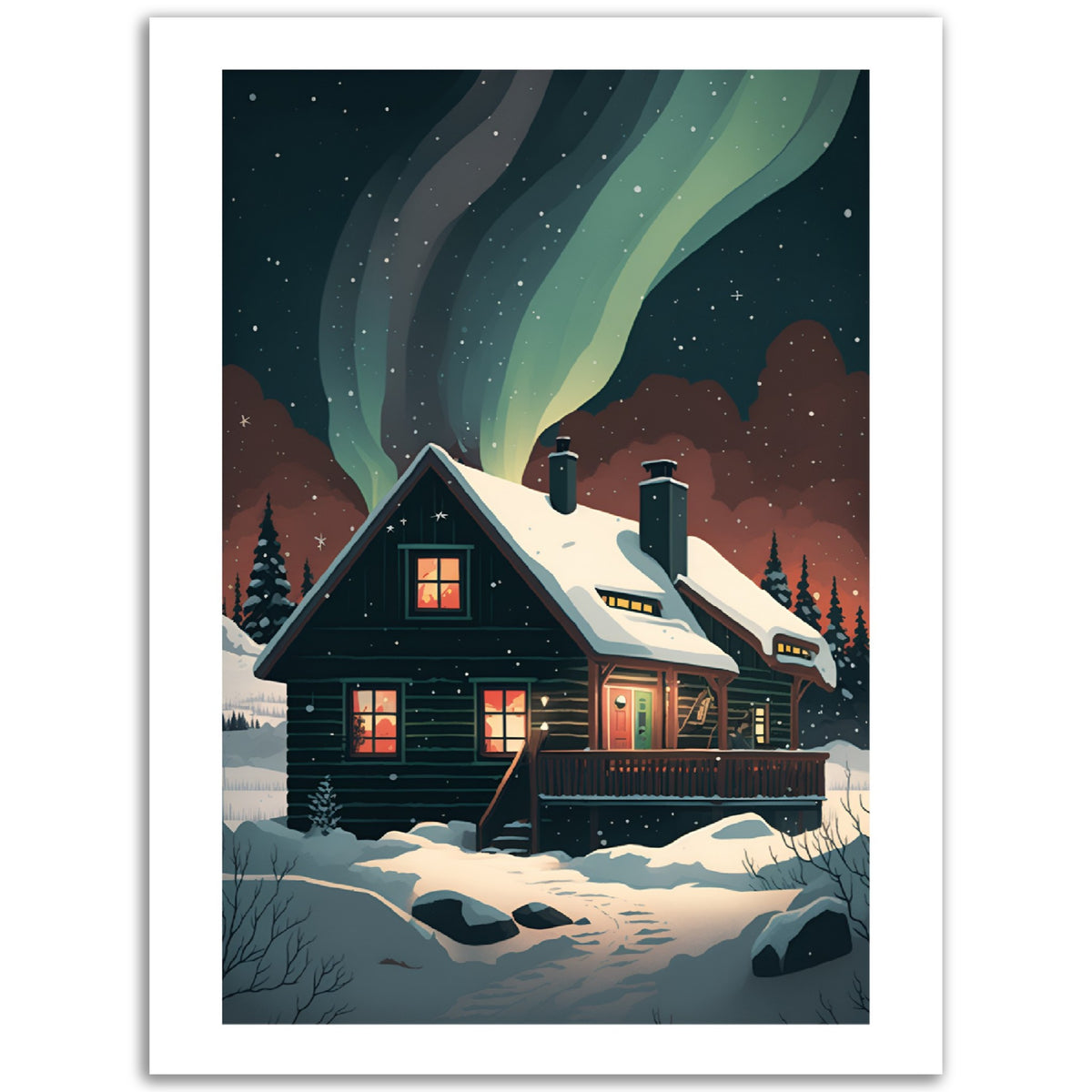 Gemütliche Winterhütte in Nordschweden Poster