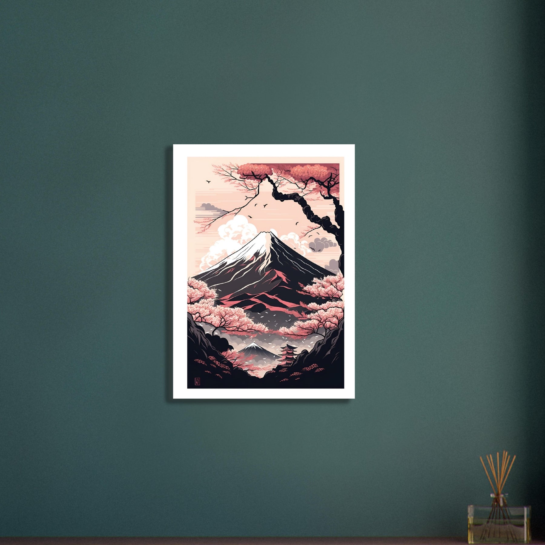 Mount Fuji Japan während der Kirschblütensaison Poster 