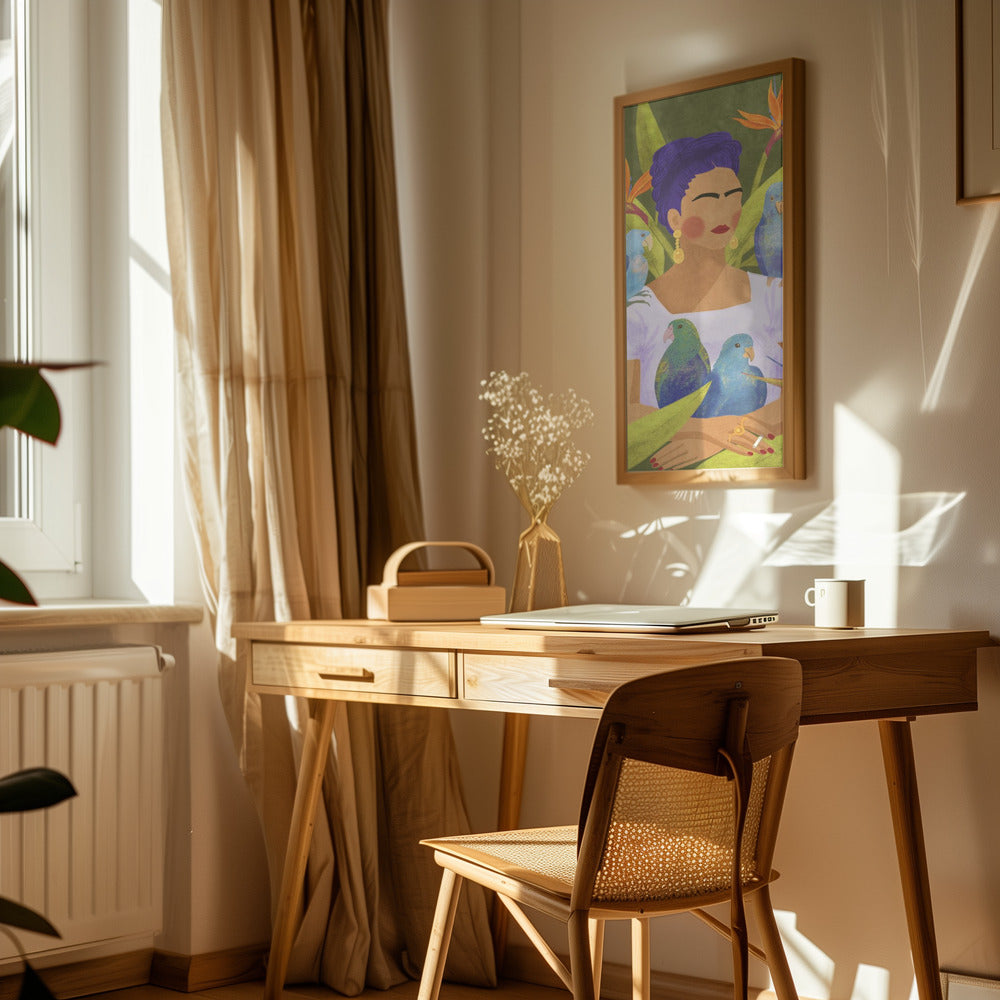 Frida and birds Poster