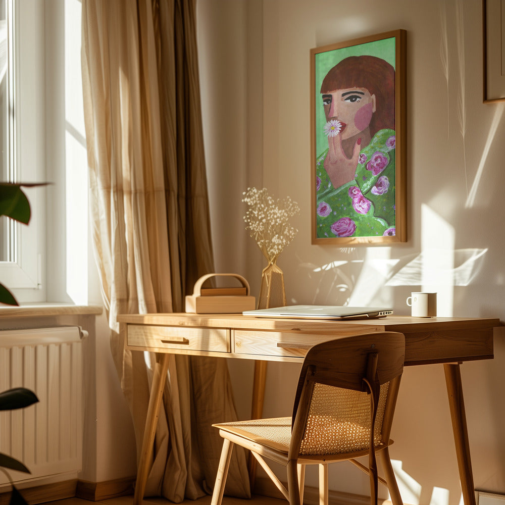 Woman Smoking a Flower Poster