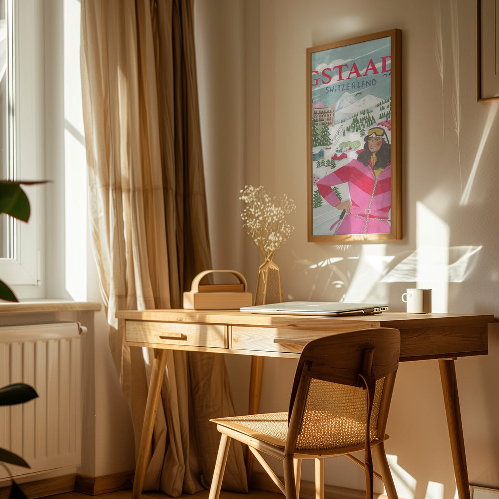 Travel Poster Woman in Gstaad, Switzerland Poster