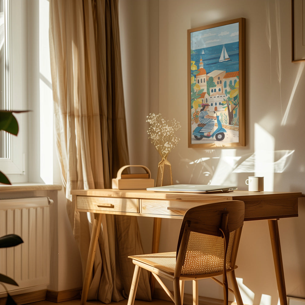 Travel poster woman on the Amalfi coast, Italy Poster