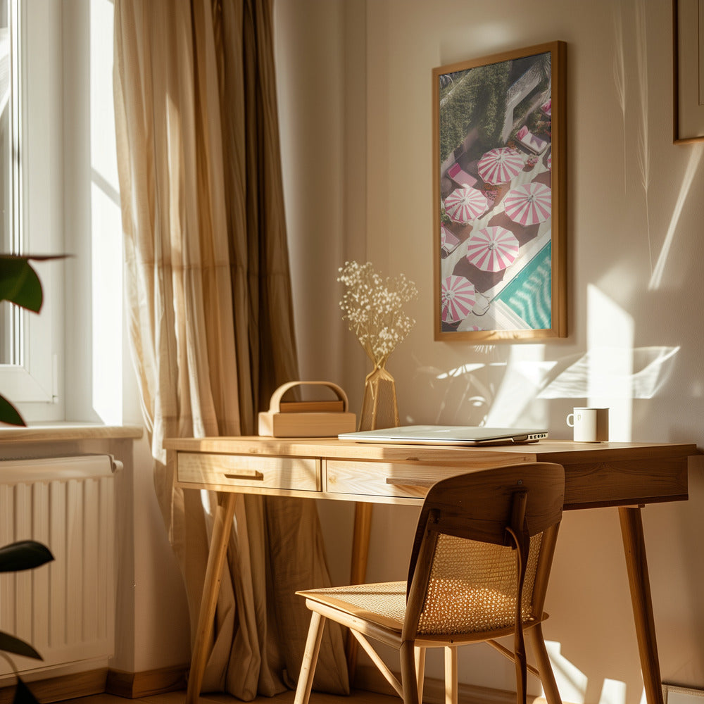 Glam Pool Pink Umbrella Poster