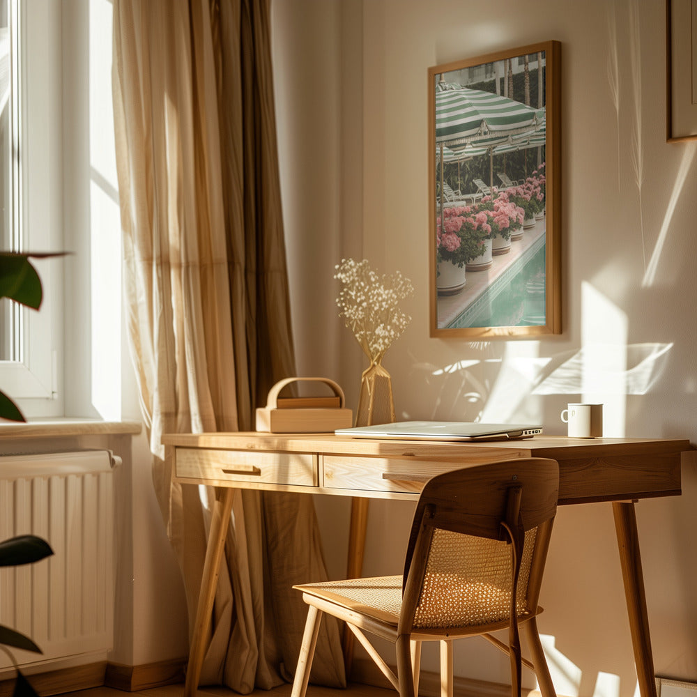 Green Pool Flowers Poster